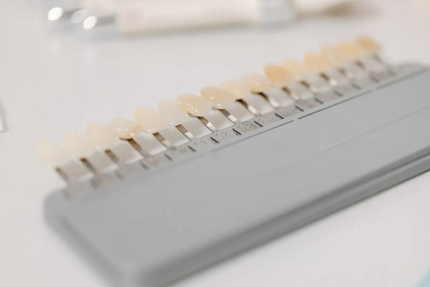 A dental shade guide used to match tooth colour
